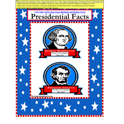 File Folder Game President's Day Second Grade Common Core Activity and Worksheets
