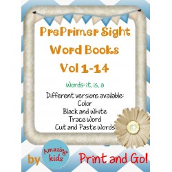 Preprimer Sight Word Books Vol 1-14 Bundle