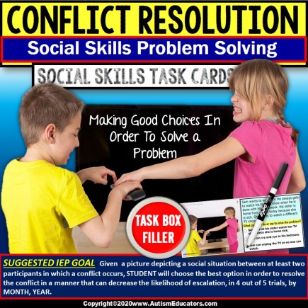 Conflict Resolution Scenarios Between Peers for Social Skills | Task Box Filler Activities