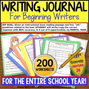 WRITING JOURNAL “Wh” Prompts and DATA BUNDLE For Special Education and Autism