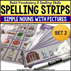 SIMPLE NOUNS Spelling Vocabulary Fine Motor Strips SPECIAL EDUCATION RESOURCE