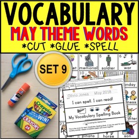 MAY Vocabulary and Fine Motor MONTHLY Worksheet Set