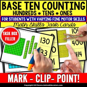 BASE TEN Counting HUNDREDS, TENS, ONES Task Cards TASK BOX FILLER ACTIVITIES