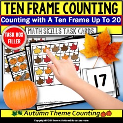 TEN FRAME Counting AUTUMN THEME Task Cards “Task Box Filler” Task Box for Autism