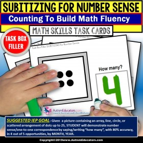 SUBITIZING - NUMBER SENSE Counting Up To 25 Task Cards "Task Box Filler"