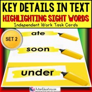 SIGHT WORDS Task Cards KEY DETAILS WITHIN TEXT Task Box Filler Set 2