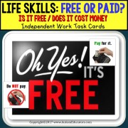 LIFE SKILLS Task Cards Is it FREE or DO I NEED TO PAY - Independent Work AUTISM TASK BOX FILLER