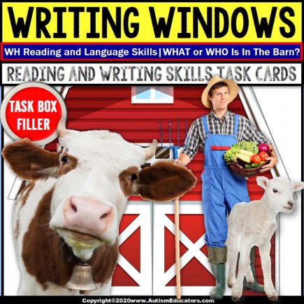 WH Who or What Nouns FARM for READING and WRITING Intervention Task Box Filler Activities