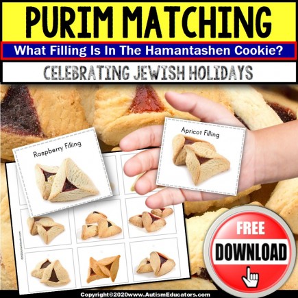 Purim Cookie Hamantashen Matching Pictures FREE Activity