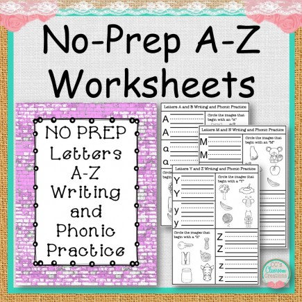 No Prep A-Z Writing and Phonic Practice Worksheets