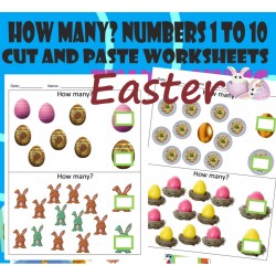 EASTER - How many? Count Numbers 1 to 10 – Cut and Paste Worksheets