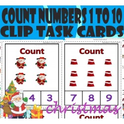 CHRISTMAS-Count Number 1 to 10 Clip Task Cards with Real Images.