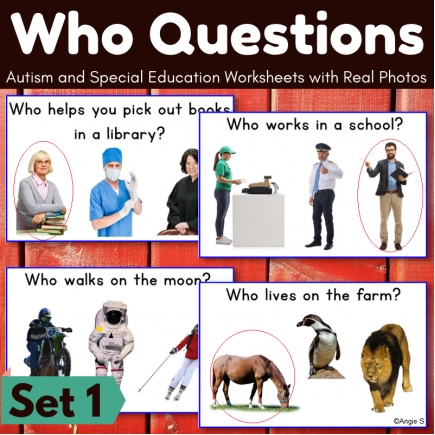 Who Questions Print and Go Worksheets Set 1