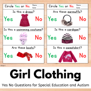Girl Clothing Yes No Questions Worksheets Print and Go