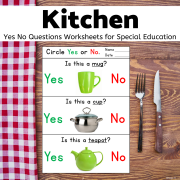 Kitchen Yes No Questions for Speech Therapy Print and Go