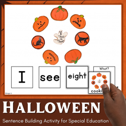 Halloween Building Sentences Activity for Speech Therapy 