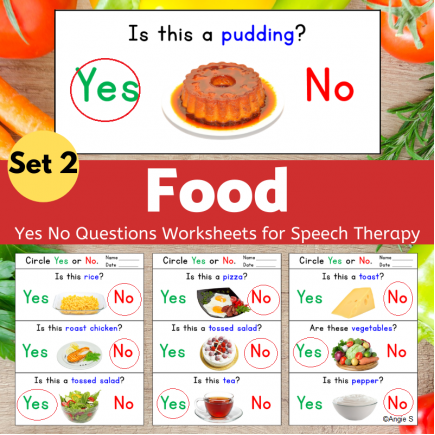 Food Print and Go Yes No Questions Speech Therapy Worksheets Set 2