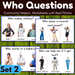 Who Questions for Speech Therapy | Community Helpers Worksheets Set 2
