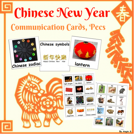 Chinese New Year Vocabulary Cards for Autism, Pecs