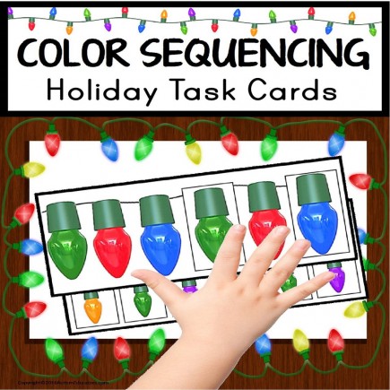 Christmas SEQUENCING COLORS Task Cards Books for Autism and Special Education