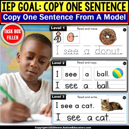 Copy Sentences | Trace-Copy-Write for Fine Motor Skills TASK BOX FILLER ACTIVITIES