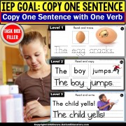 Copy Sentences | VERBS | Trace-Copy-Write for Fine Motor Skills TASK BOX FILLER ACTIVITIES