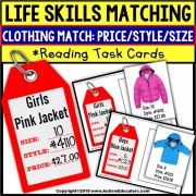 LIFE SKILLS Task Cards For Matching Clothing Sales Tag TASK BOX FILLER Autism
