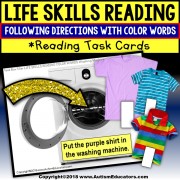 LIFE SKILLS Task Cards For COLOR WORDS Task Box Filler for Special Education