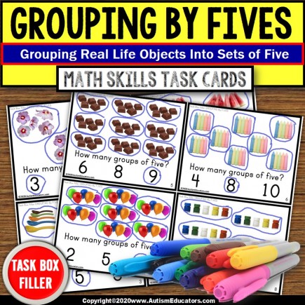 Skip Counting by 5s | Grouping by 5 Objects | Task Box Filler Activities