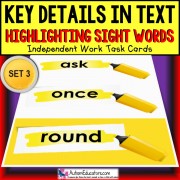 SIGHT WORDS Task Cards KEY DETAILS WITHIN TEXT Task Box Filler SET 3