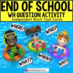END OF THE YEAR Task Cards - WH Questions TASK BOX FILLER ACTIVITIES