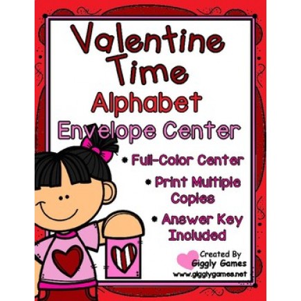 Valentine Time Alphabet Uppercase to Lowercase Envelope Center