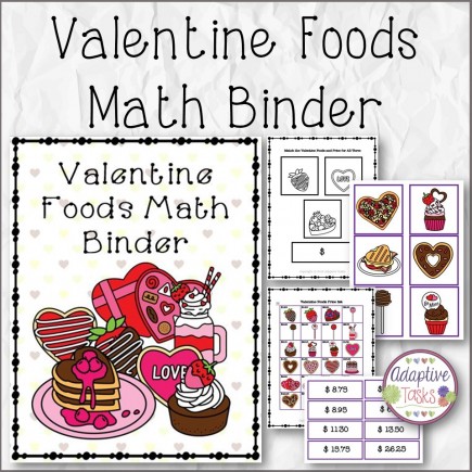 Valentine Foods Math Binder