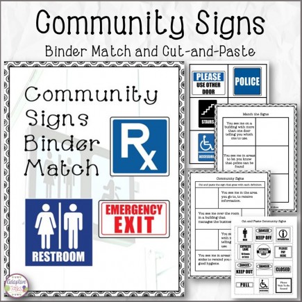 Community Signs Binder Match and Cut-and-Paste
