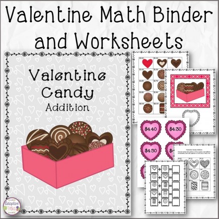 Valentine Math Binder and Addition Worksheets