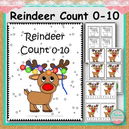 Reindeer Count 0-10 Clip and Match
