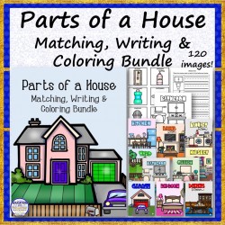 Parts of a House Matching, Writing and Coloring Bundle