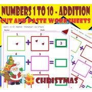 CHRISTMAS-Count 1 to 10 – Addition – Cut and Paste Worksheets