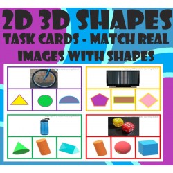 2D 3D shapes - Match images to shapes - Task Clip cards with Real Images