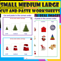Christmas – Small Medium Large– Cut and paste Worksheets - with  Real Images