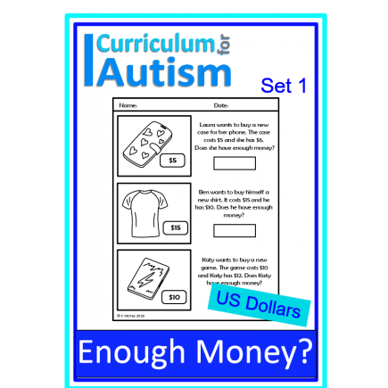 enough money budgeting autism life skills worksheets us dollars