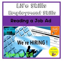 Reading a Job Ad Special Education Employment Life Skills Leveled Worksheets