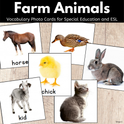Farm Animals Vocabulary Cards for Autism, Speech Therapy, ABA
