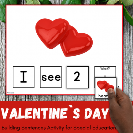 Valentine`s Day Building Sentences Activity for Speech Therapy