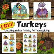 FREE Thanksgiving Activity - Matching Halves, Turkeys