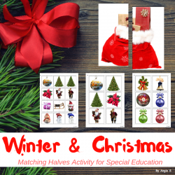 Winter and Christmas Matching Halves Activity for Autism and Special Ed