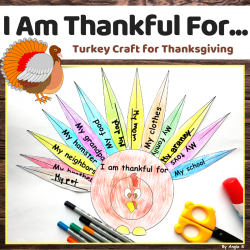 I Am Thankful For Turkey Craft for Thanksgiving