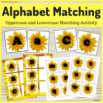 Letter Matching Uppercase and Lowercase - Sunflowers
