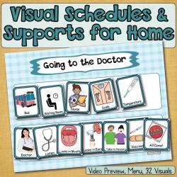  Going to Doctor: Visual Schedule, Social Story Starters, Pretend, Role-Play
